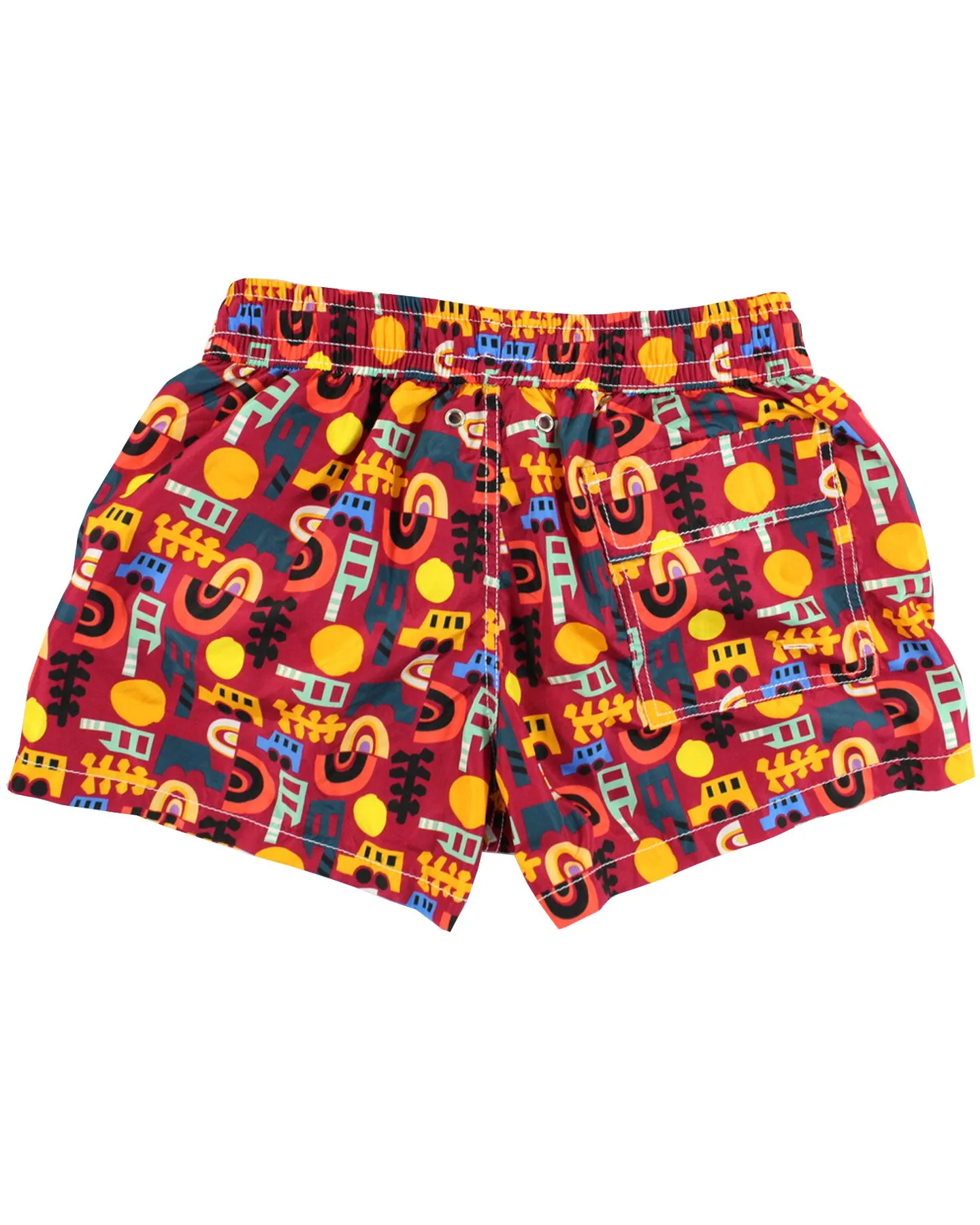 Kiton Youth Swim Shorts Maroon Multi Colored Novelty - Kids 10 Kids Years Old FINAL SALE