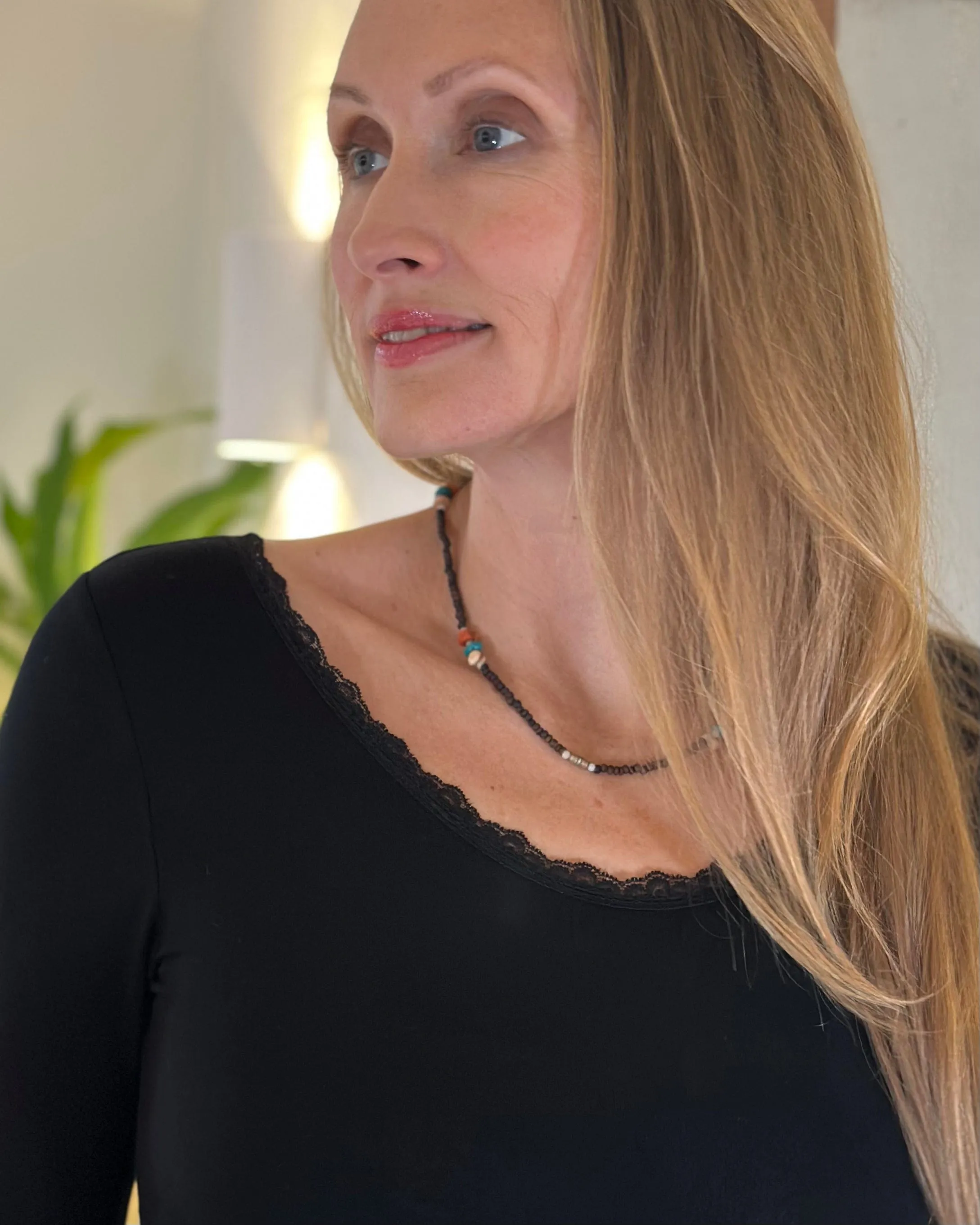 Lace Detail Thermal Top - Black