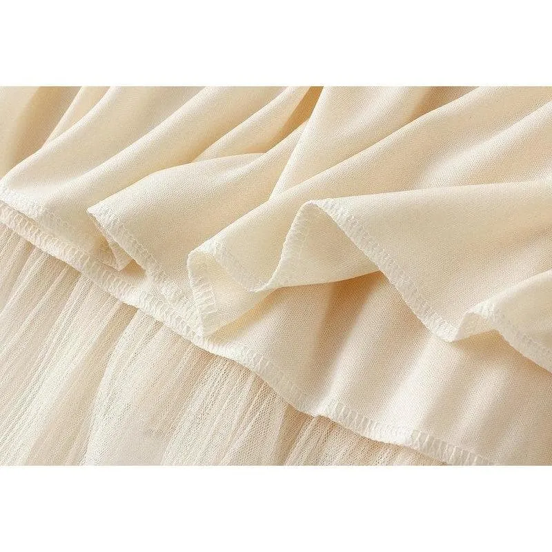 LACE PATCHWORK TULLE MIDI SKIRT