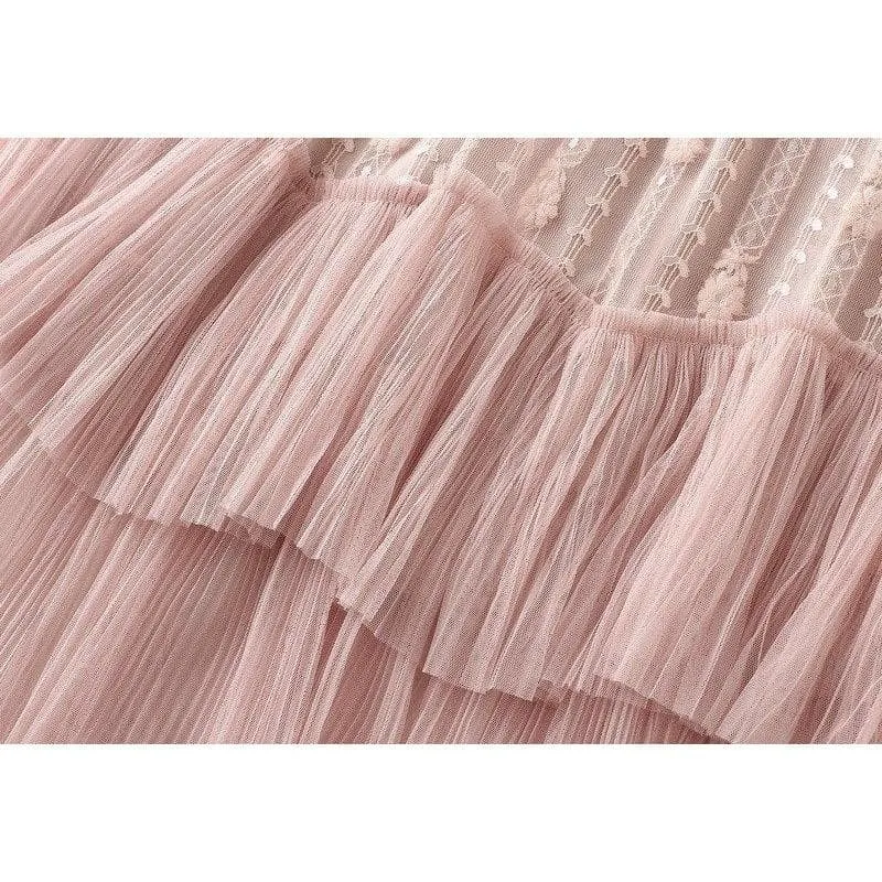 LACE PATCHWORK TULLE MIDI SKIRT
