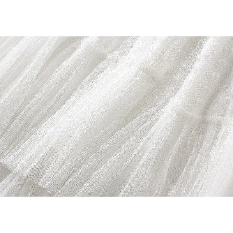 LACE PATCHWORK TULLE MIDI SKIRT