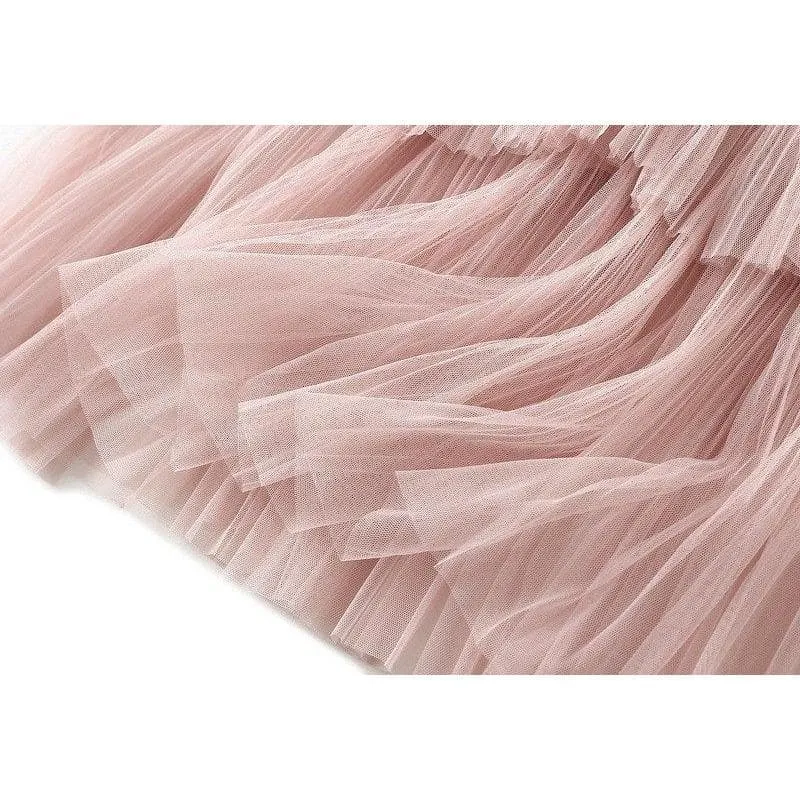 LACE PATCHWORK TULLE MIDI SKIRT