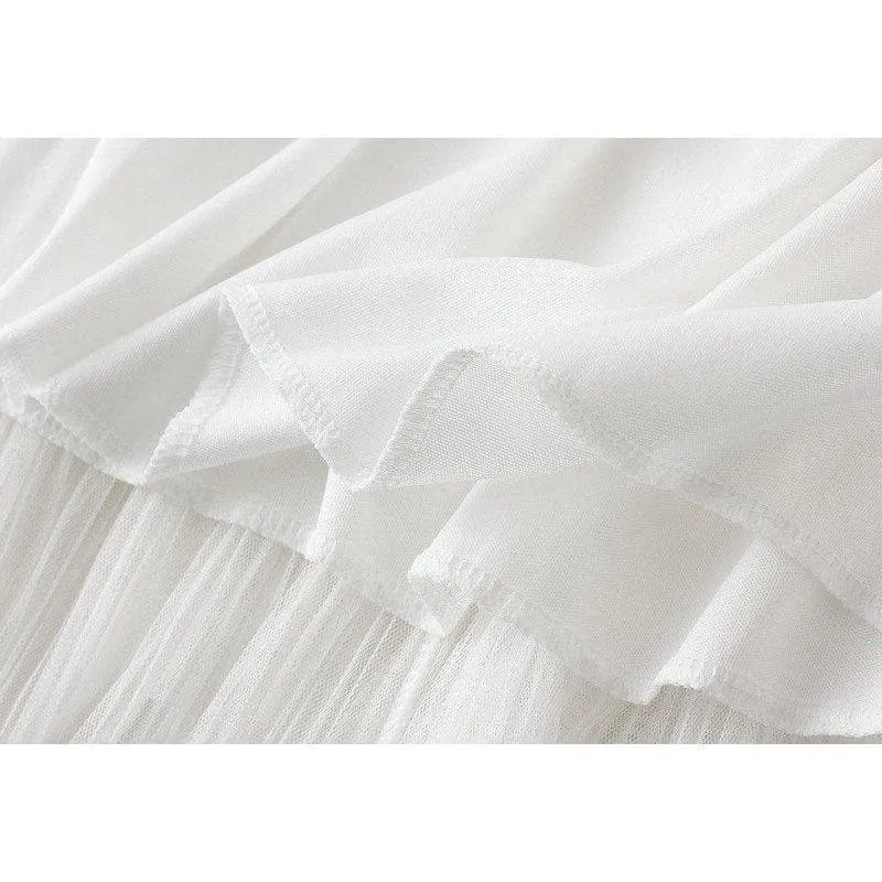 LACE PATCHWORK TULLE MIDI SKIRT