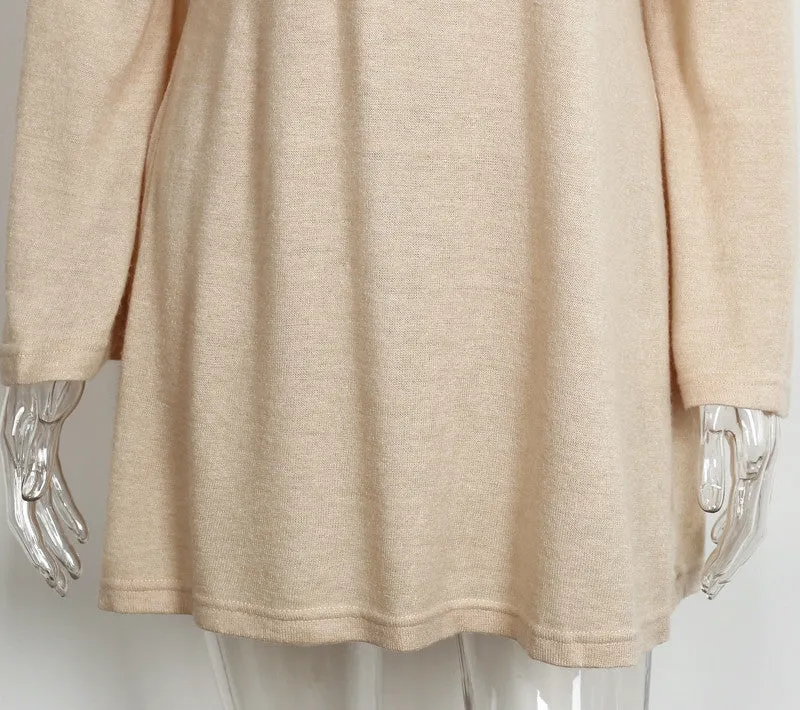 Lace Up Knitted Dress With Flare Sleeves