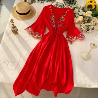 Lace-Up Summer Beach Casual Midi Dress