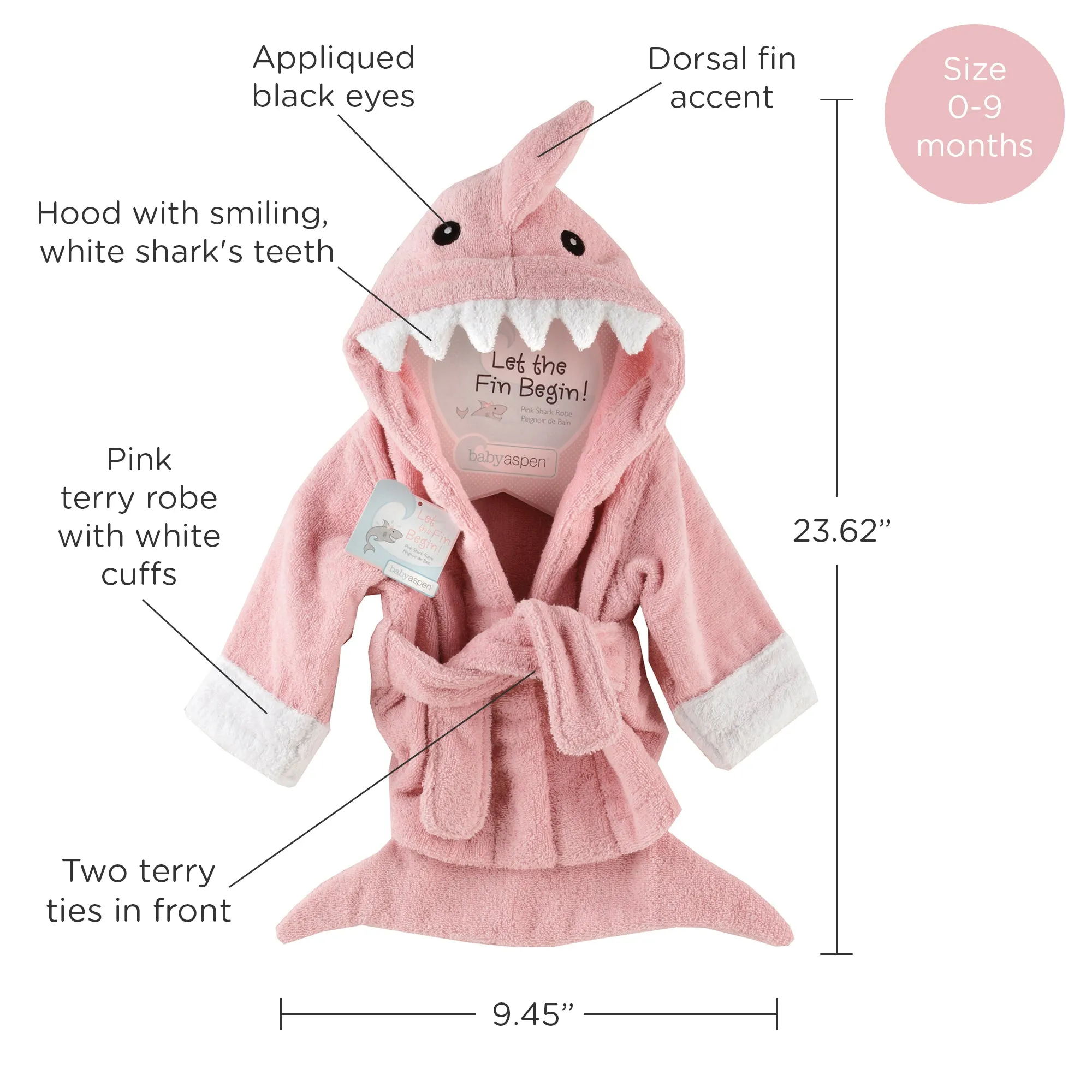 Let the Fin Begin Pink Shark Robe (0-9m)