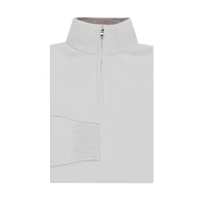 Light Grey Cashmere Quarter-Zip Jumper