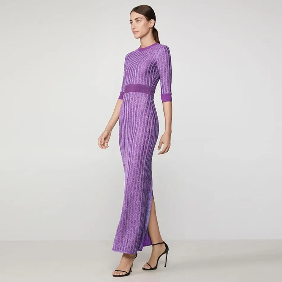 LONG SLEEVE STRIPED MAXI DRESS