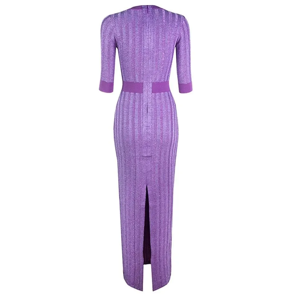 LONG SLEEVE STRIPED MAXI DRESS