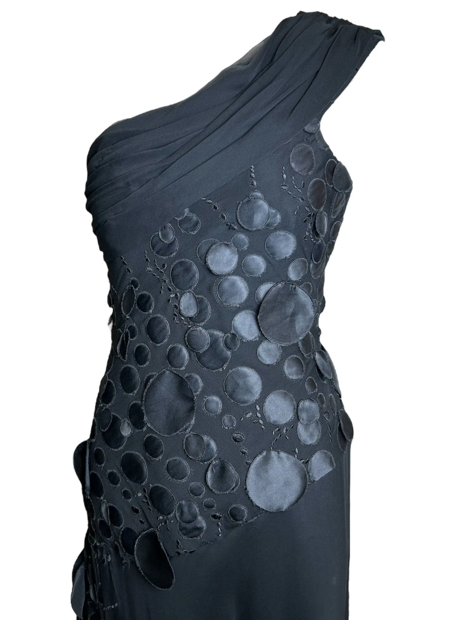 Lorena Sarbu Black Bubbles Elegant One Shoulder Gown