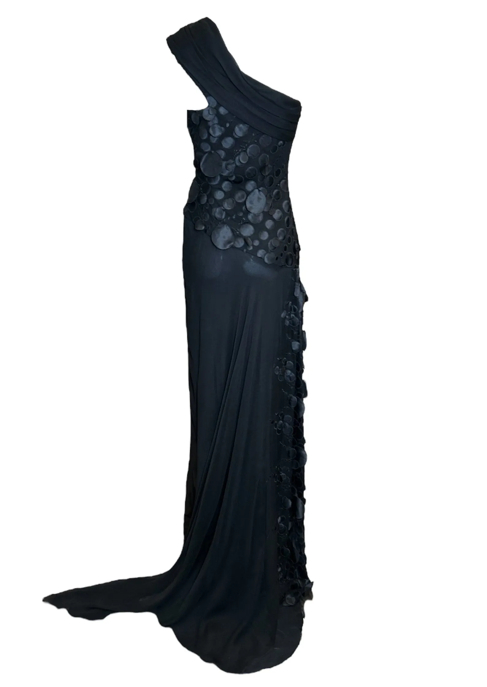 Lorena Sarbu Black Bubbles Elegant One Shoulder Gown