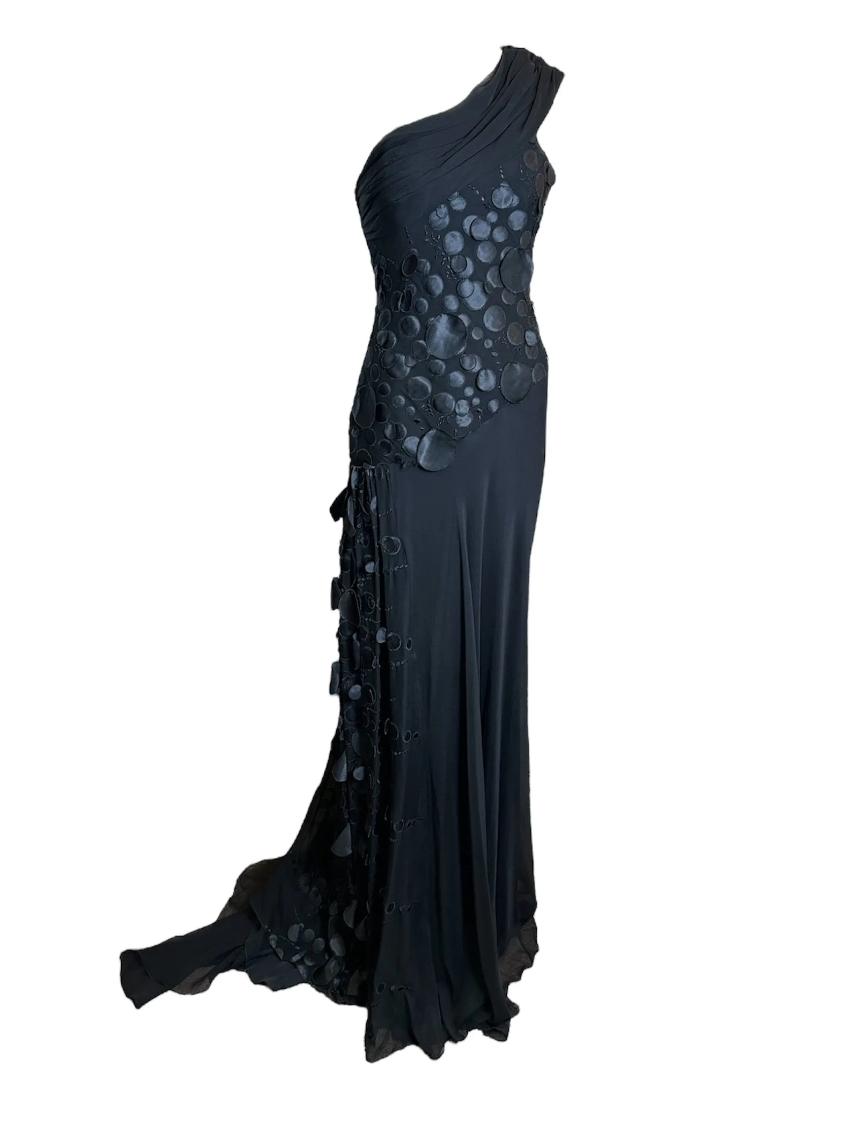 Lorena Sarbu Black Bubbles Elegant One Shoulder Gown