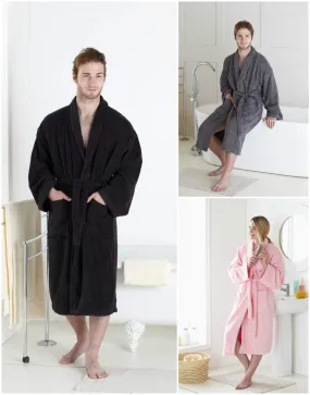 Luxury 100% Egyptian Cotton Shawl Collar Dressing Gown | Unisex Bathrobe