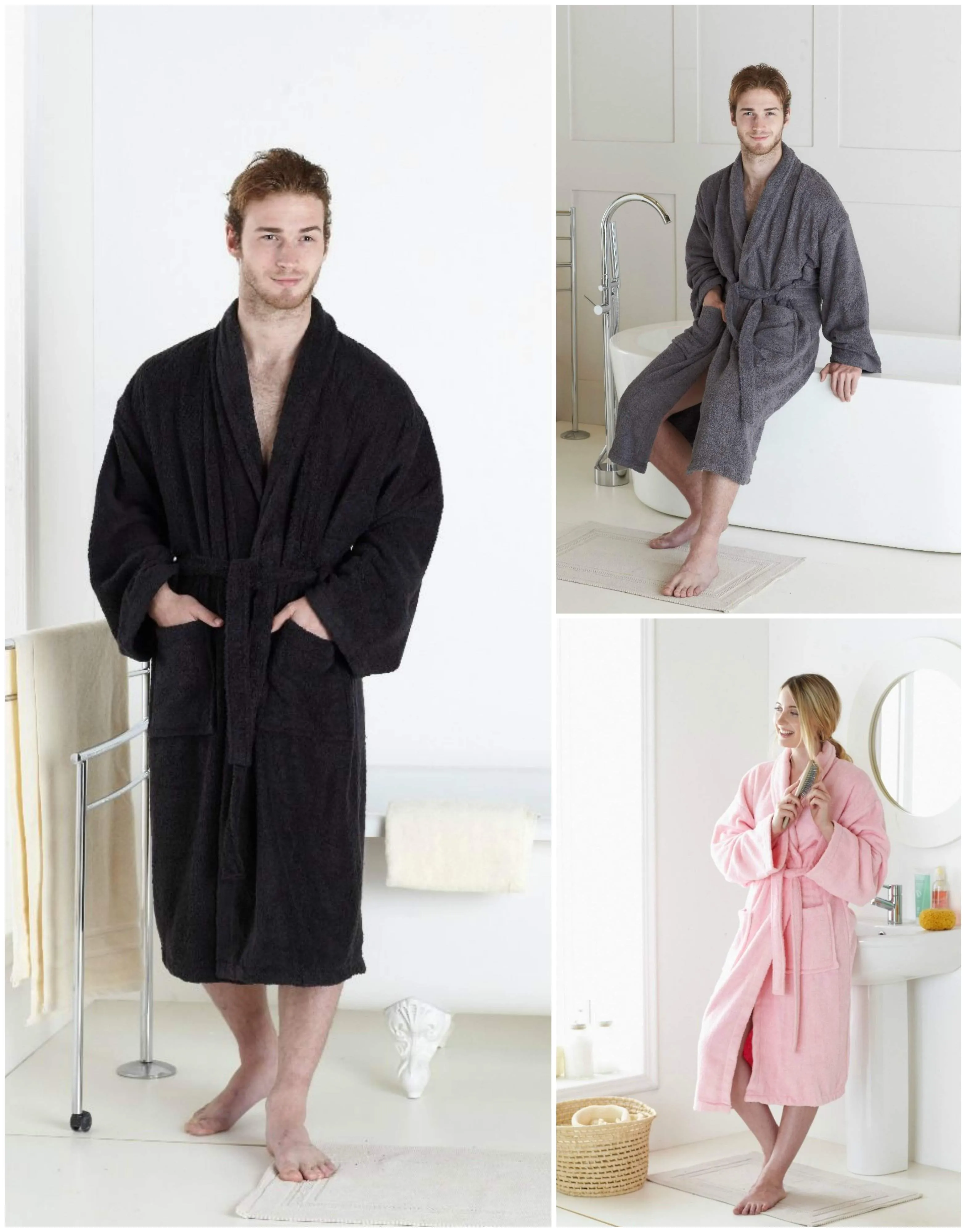 Luxury 100% Egyptian Cotton Shawl Collar Dressing Gown | Unisex Bathrobe