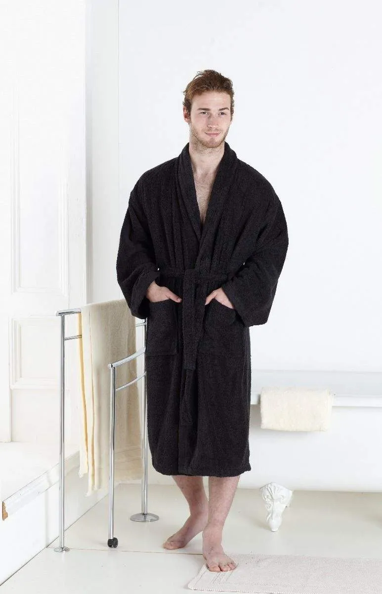 Luxury 100% Egyptian Cotton Shawl Collar Dressing Gown | Unisex Bathrobe