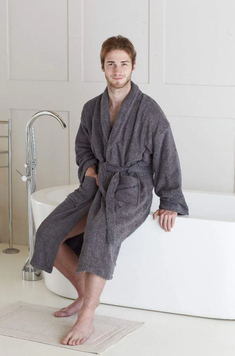Luxury 100% Egyptian Cotton Shawl Collar Dressing Gown | Unisex Bathrobe