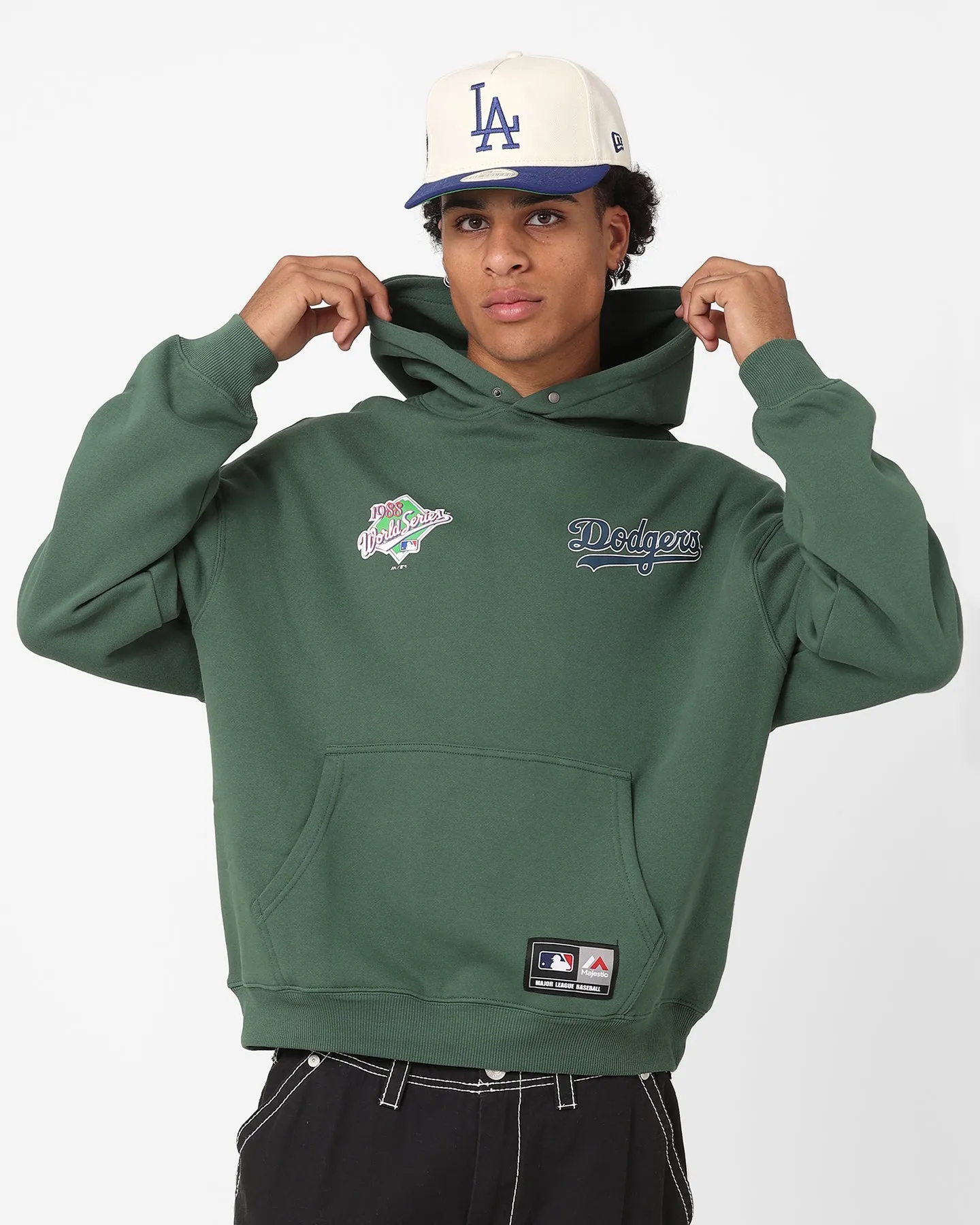 Majestic Athletic Los Angeles Dodgers Vintage Athletic Pop Nick Hoodie Dark Cedar