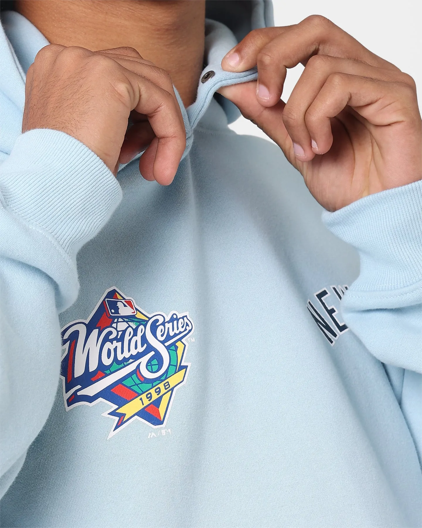 Majestic Athletic New York Yankees Vintage Athletic Pop Neck Hoodie Glacial Blue