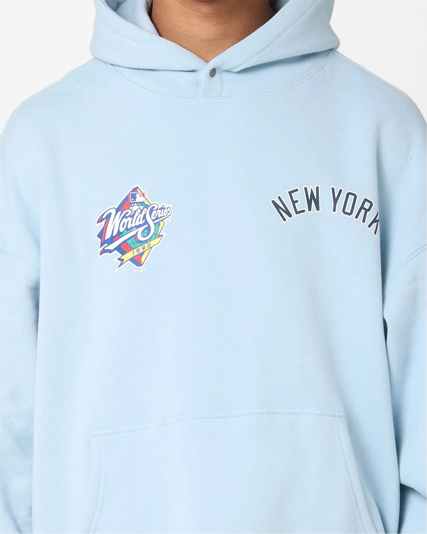Majestic Athletic New York Yankees Vintage Athletic Pop Neck Hoodie Glacial Blue