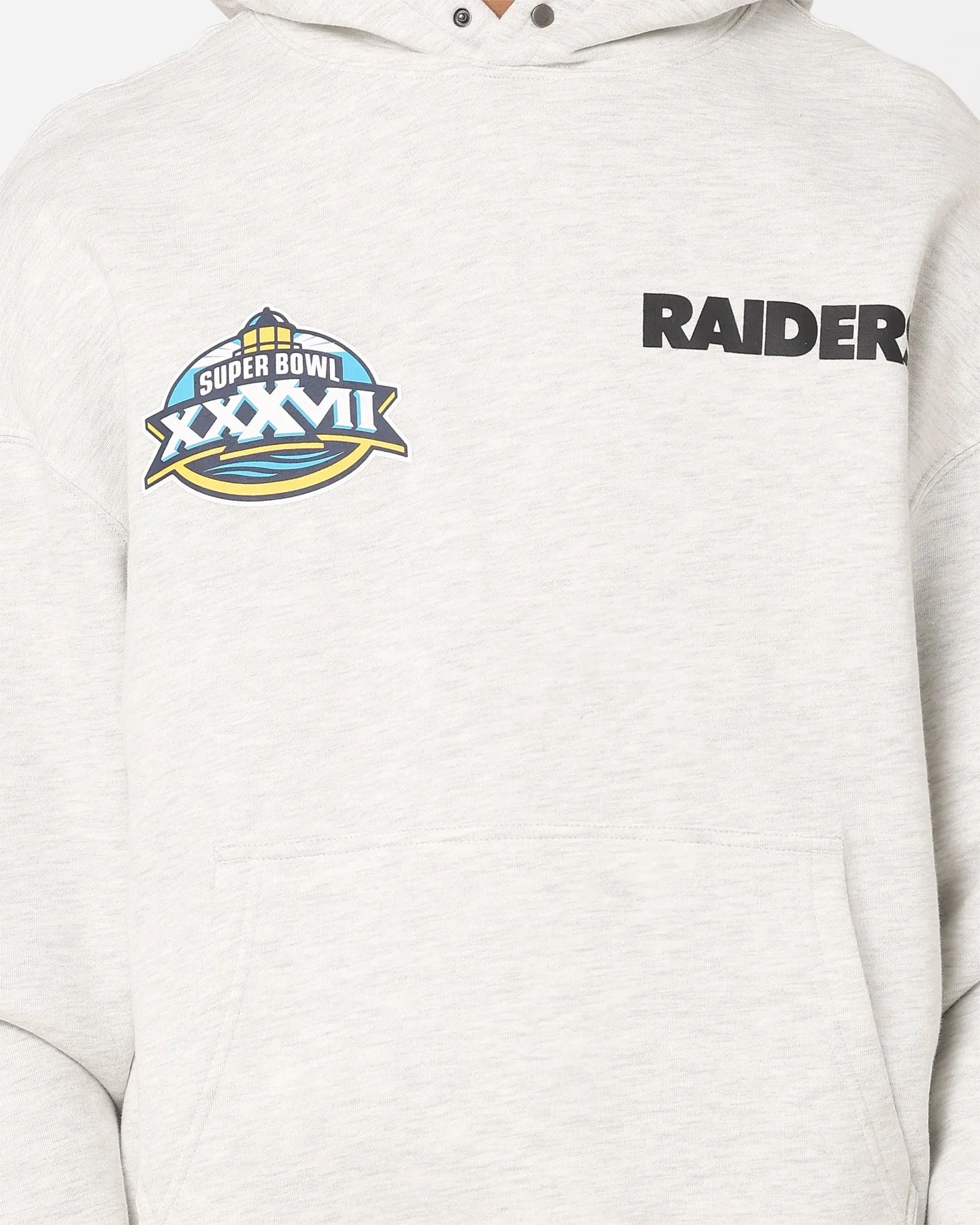 Majestic Athletic Oakland Raiders Vintage Athletic Pop Neck Hoodie Vintage White Marle
