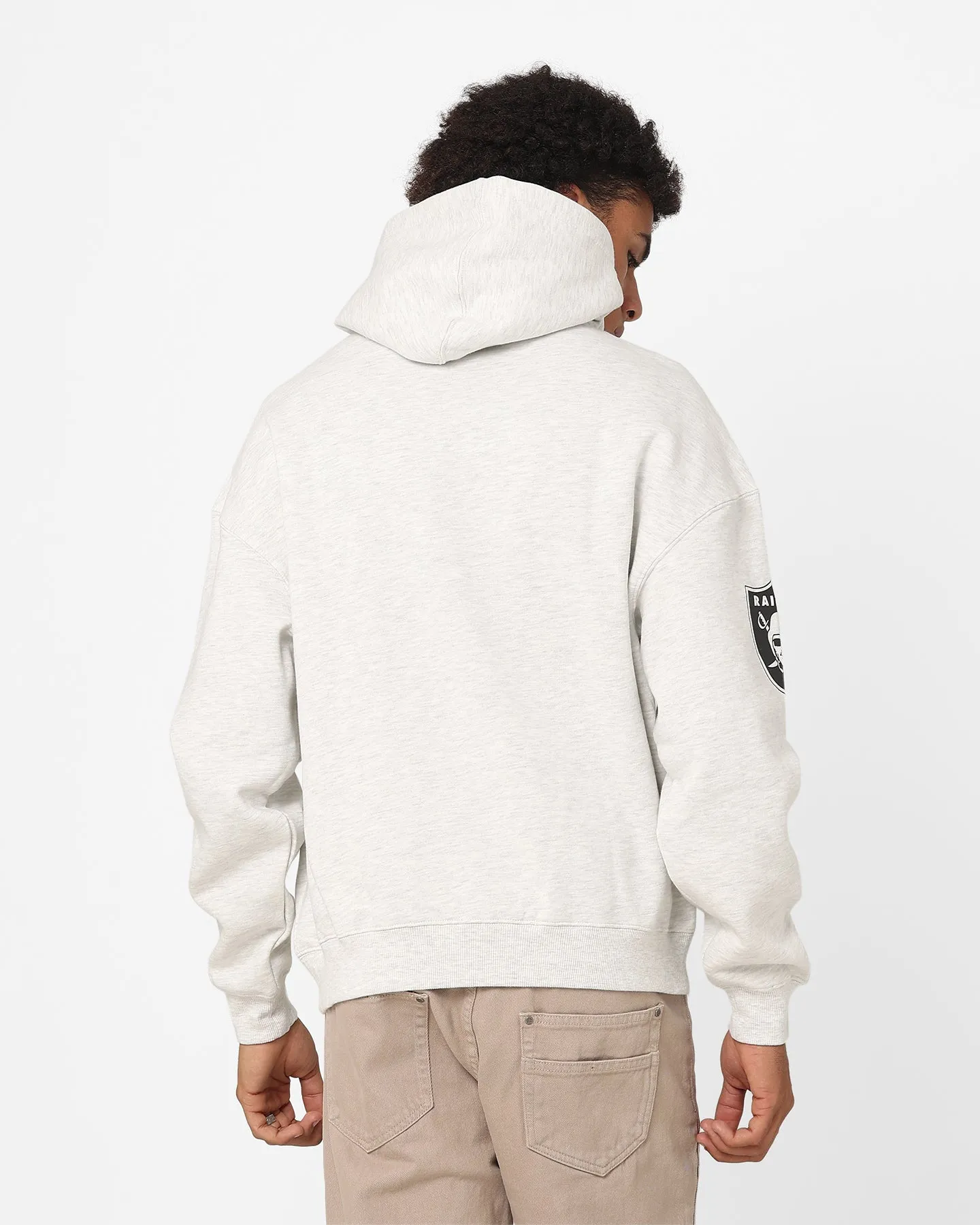 Majestic Athletic Oakland Raiders Vintage Athletic Pop Neck Hoodie Vintage White Marle