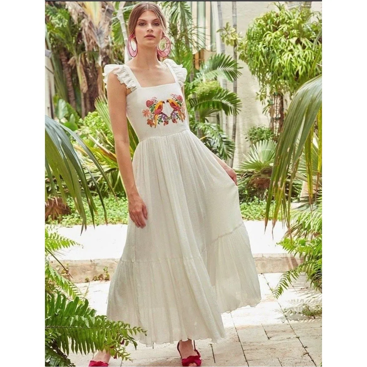 Maxi Dress Ruffle Sleeve Straps