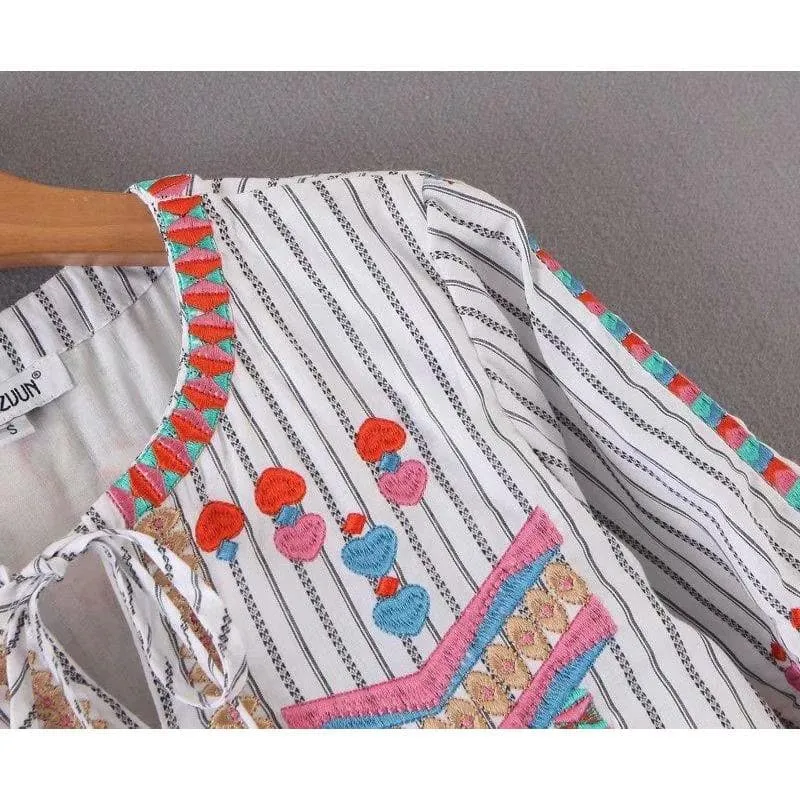 Maxi Vintage Embroidery Bohemian Dress