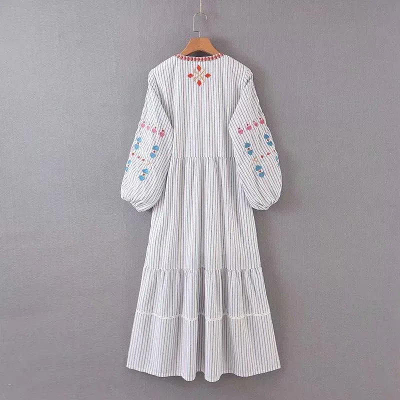 Maxi Vintage Embroidery Bohemian Dress