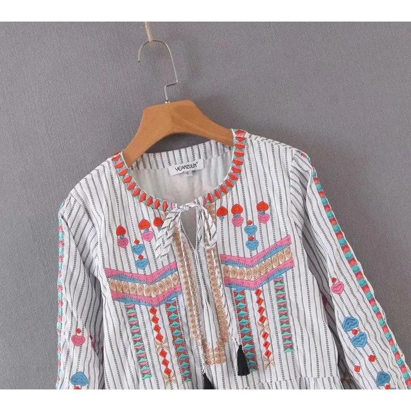 Maxi Vintage Embroidery Bohemian Dress
