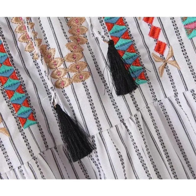 Maxi Vintage Embroidery Bohemian Dress