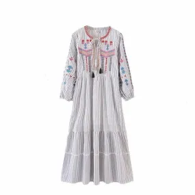 Maxi Vintage Embroidery Bohemian Dress