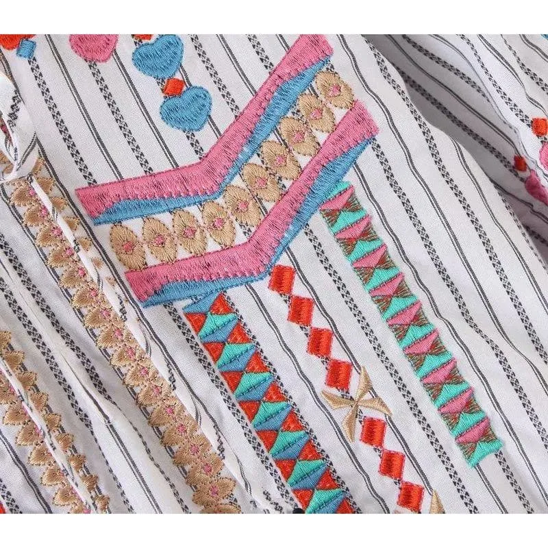 Maxi Vintage Embroidery Bohemian Dress