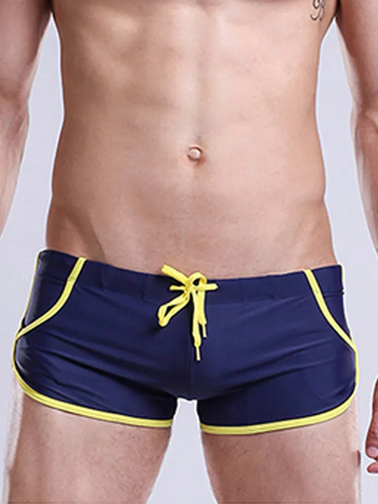 Men's Breathable Boxer Drawstring Swimming Trunks