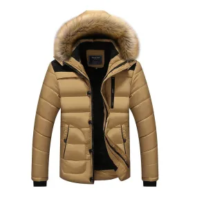 Men’s Hooded Long Down Winter Coat, Thick Warm Parka, Windproof Wool Liner