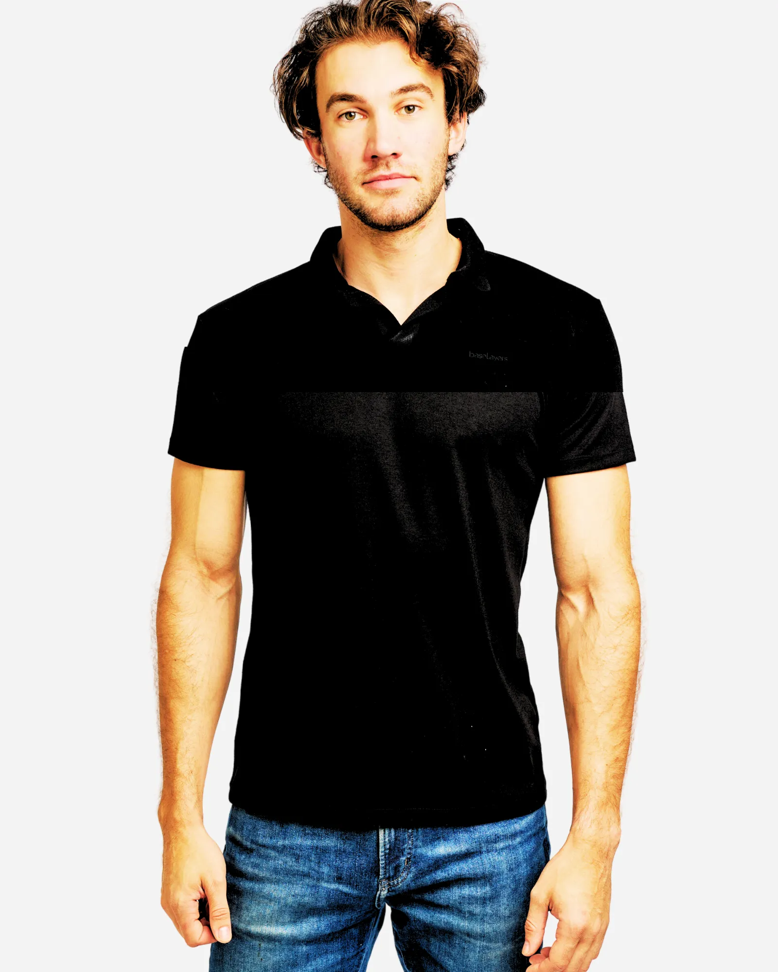 Men's Pure Merino Wool POLO Short Sleeve - Black