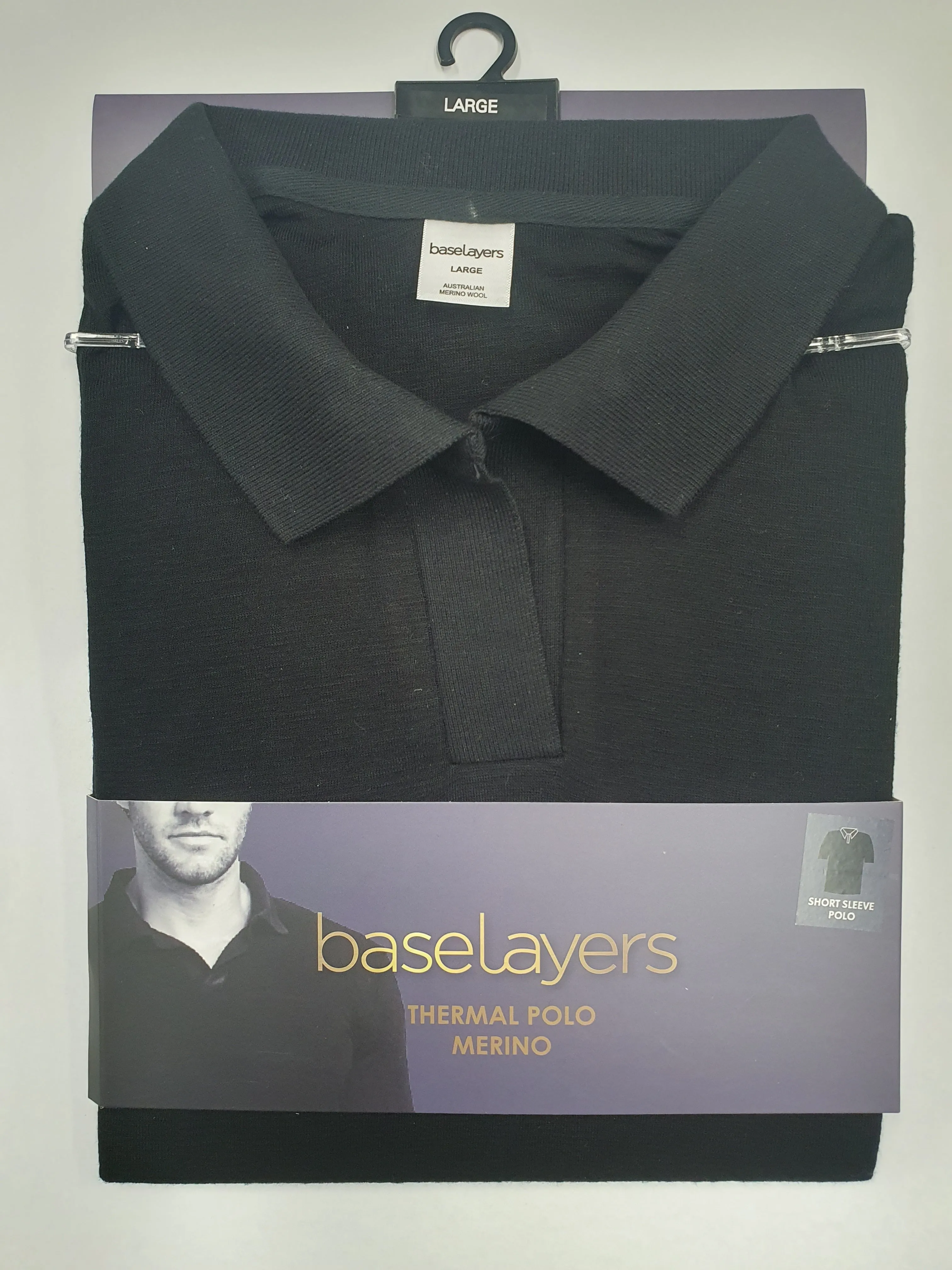 Men's Pure Merino Wool POLO Short Sleeve - Black