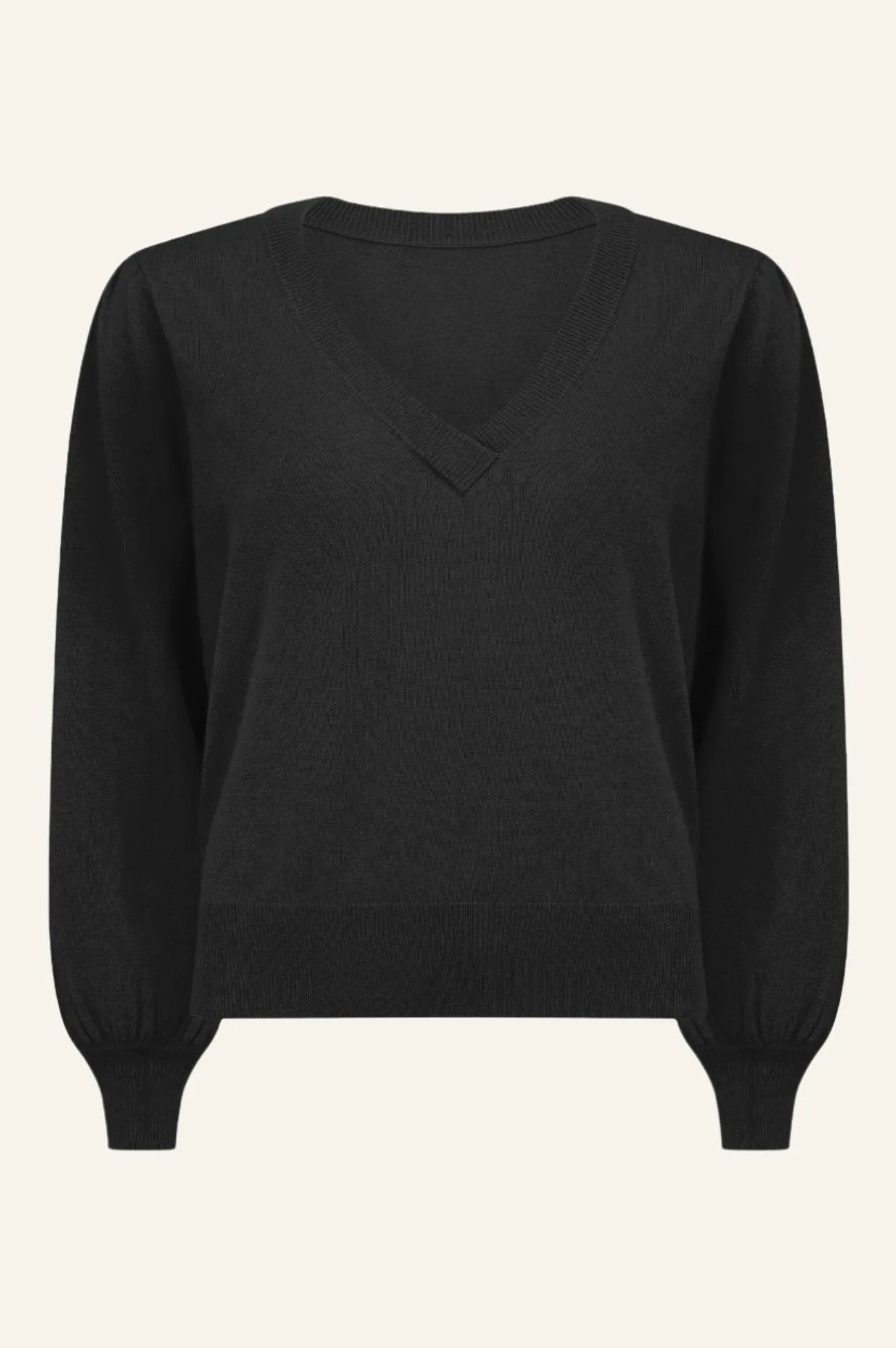 Merino Wool Cashmere Blend V-Neck Jumper | Black