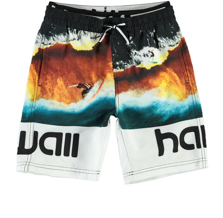 Molo Natan Boys Color Block Waves Board Shorts - FINAL SALE