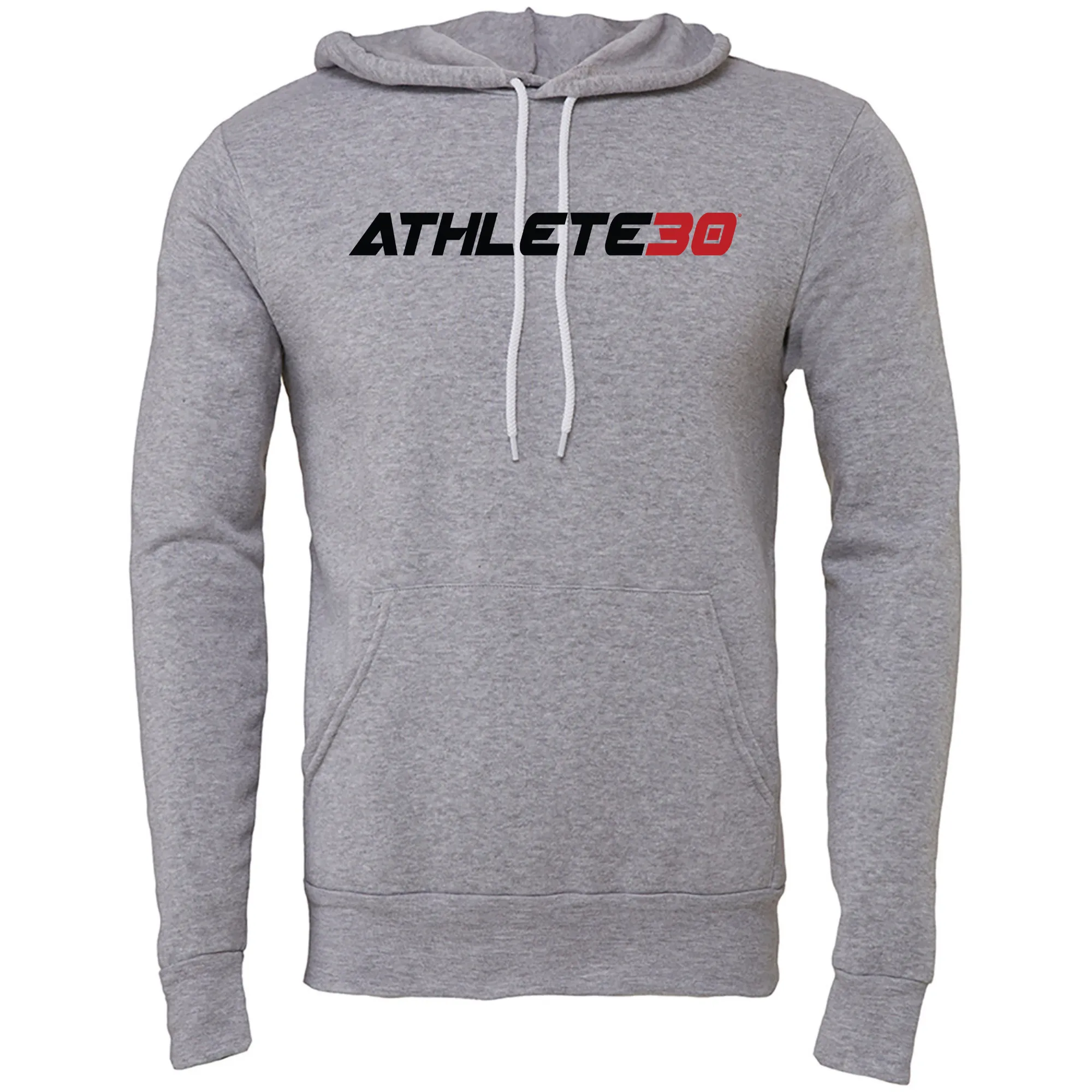 MOSSA Unisex Bella   Canvas Hoodie (grey) - ATHLETE30 Standard Logo - black/red