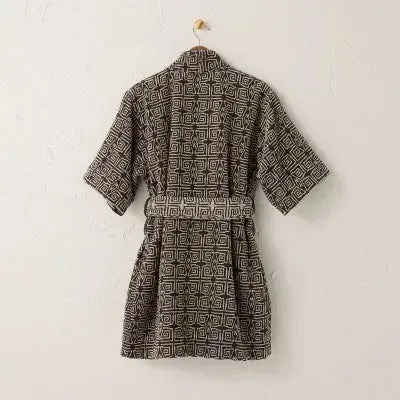 New - S/M Ethel Robe Black/White - Opalhouse designed with Jungalow
