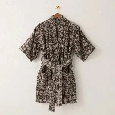 New - S/M Ethel Robe Black/White - Opalhouse designed with Jungalow