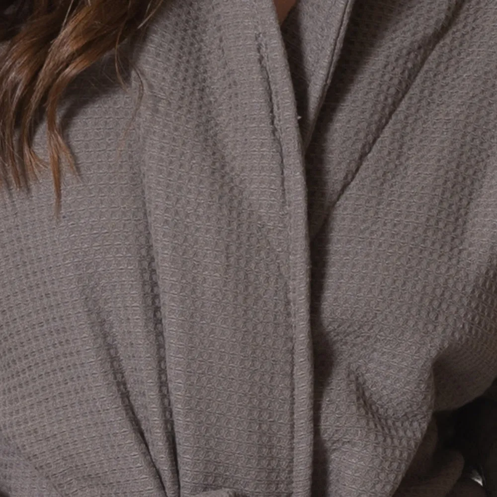 NNEDSZ  Comfort 100% Cotton Bathrobe Waffle Unisex Ultra Soft Absorbent Durable - Medium - Charcoal