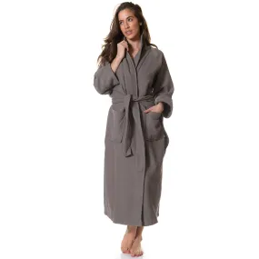 NNEDSZ  Comfort 100% Cotton Bathrobe Waffle Unisex Ultra Soft Absorbent Durable - Medium - Charcoal