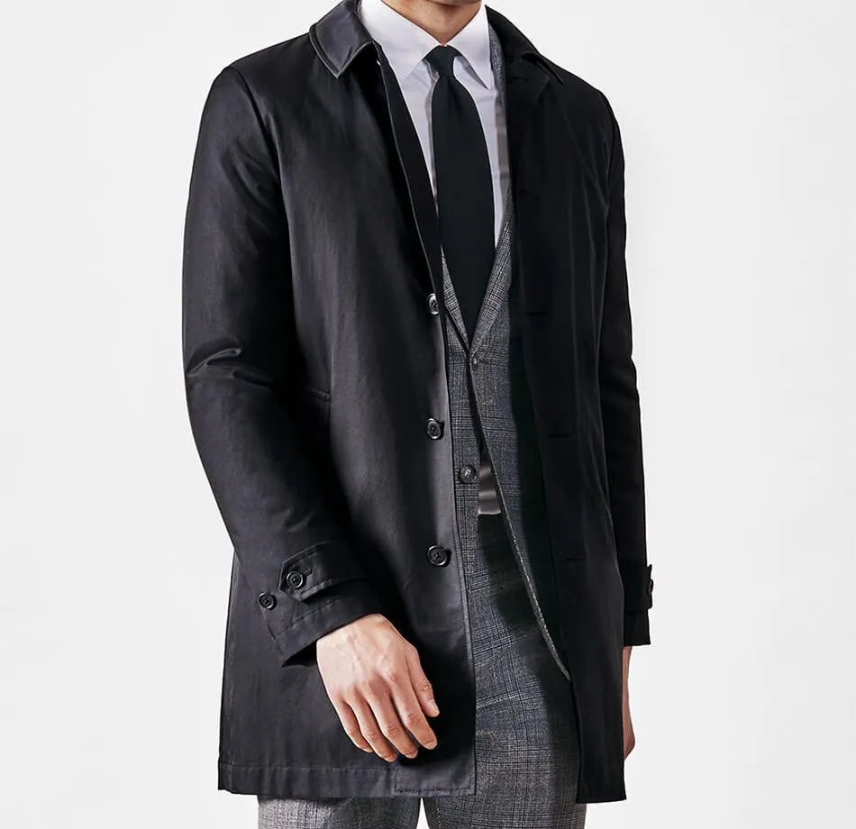 Olmetex Black Coated Cotton Blend Twill Unconstructed Windbreaker