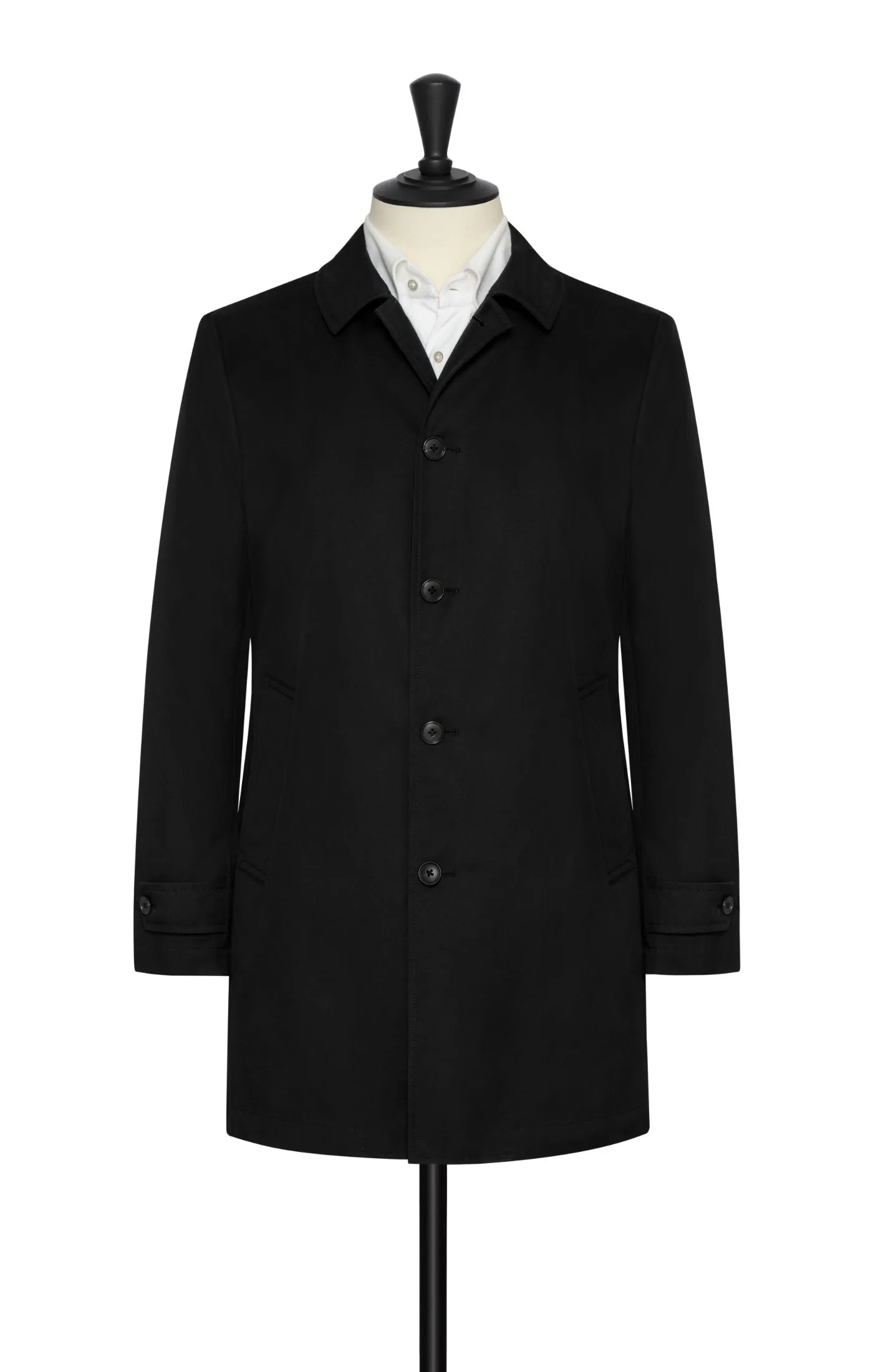 Olmetex Black Coated Cotton Blend Twill Unconstructed Windbreaker