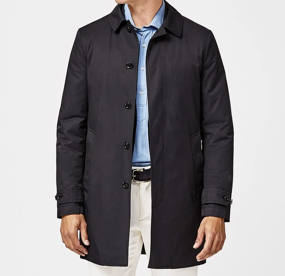 Olmetex Midnight Blue Coated Cotton Blend Twill Unconstructed Windbreaker