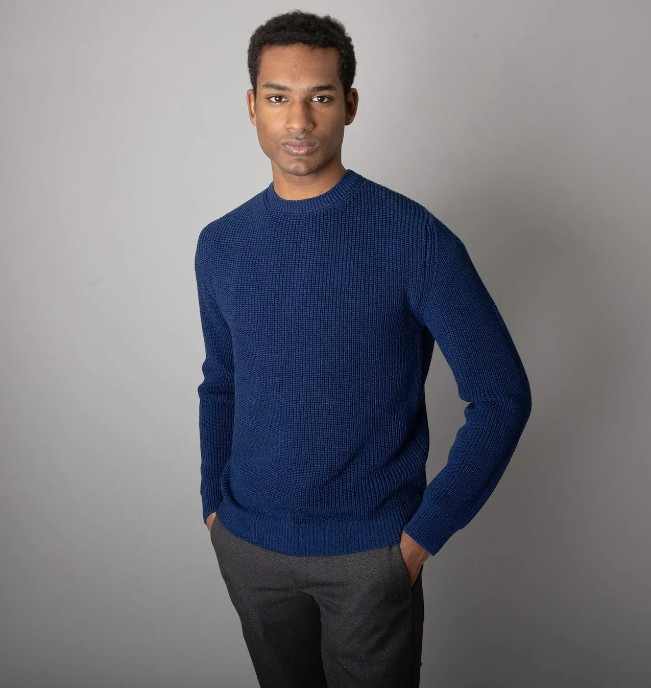 Opera Campi's Maglione A Coste in Blu Basalto