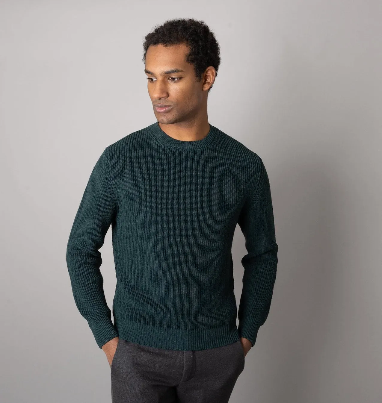 Opera Campi's Maglione A Coste in Verde Pino