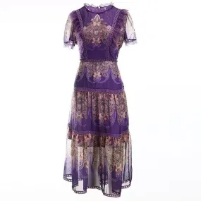 Patchwork Vintage Midi Dress