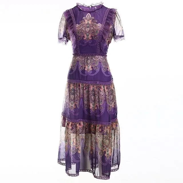 Patchwork Vintage Midi Dress